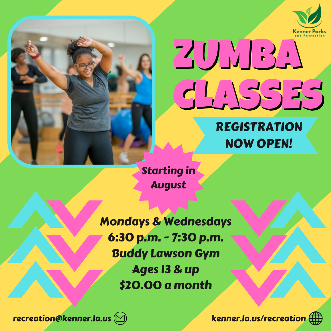 a flier with a woman dancing hands in the air the text reads Zumba Classes 
